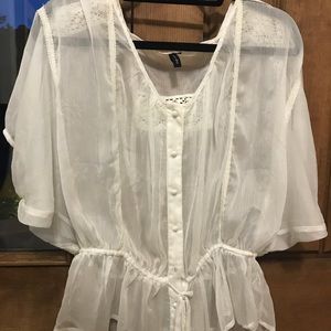 Flowly sheer short sleeve blouse